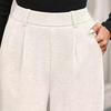 Women Pants Elastic Mid-rise Wide-Leg Loose Style Long Pants Autumn Winter Ribbed Casual Trousers with Pockets