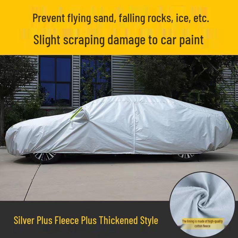 Thickened Oxford Cloth Universal Car Cover: Sun Protection, Heat Insulation, and Hail Protection Silver, 3-layer thickened Oxford cloth, all-season