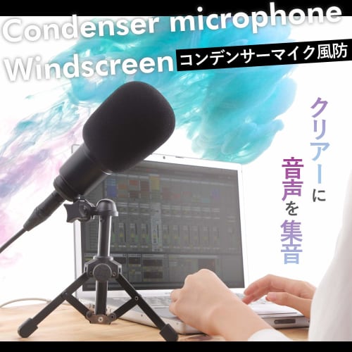 GONKISS Microphone Sponge Cover, Large, Microphone Windscreen for Condenser Microphones Such As the AT2035, Black