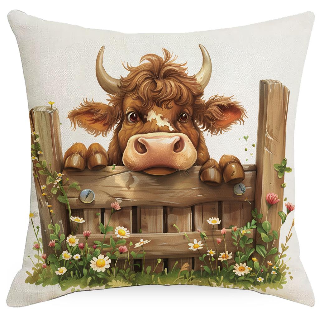 Spring Farm Animal Cow Rabbit Dog Pillowcase Home Decoration Balcony Cushion Decoration Pastoral