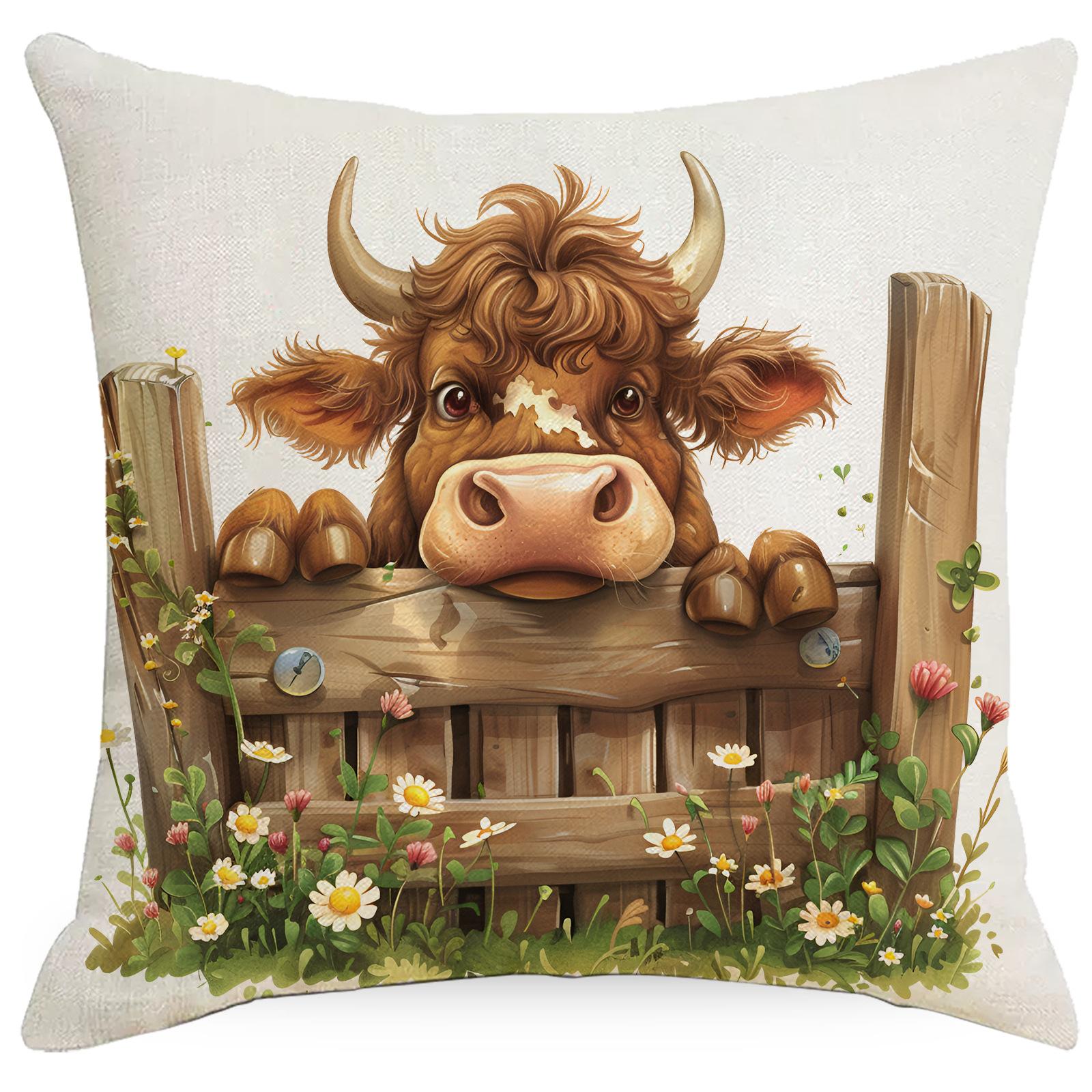 

Весна Ферма Животное Корова Кролик Собака Наволочка Домашнее Украшение Балкон Подушка Украшение Пасторальный 45 * 45Cm