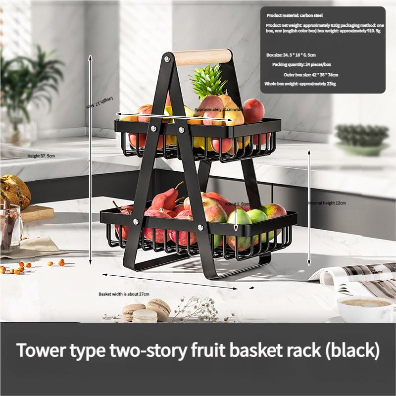 Многоярусная А-образная кухонная полка для хранения из углеродистой стали, переносная корзина для хранения S чёрный