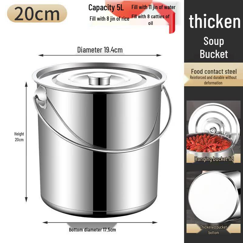 Zhishi Portable Stainless Steel Storage Bucket with Lid