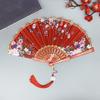 Chinese Style Vintage Silk Folding Fan Art Crafts Gift Home Decoration Dance Hand Fan Handmade Room Decorative Fan