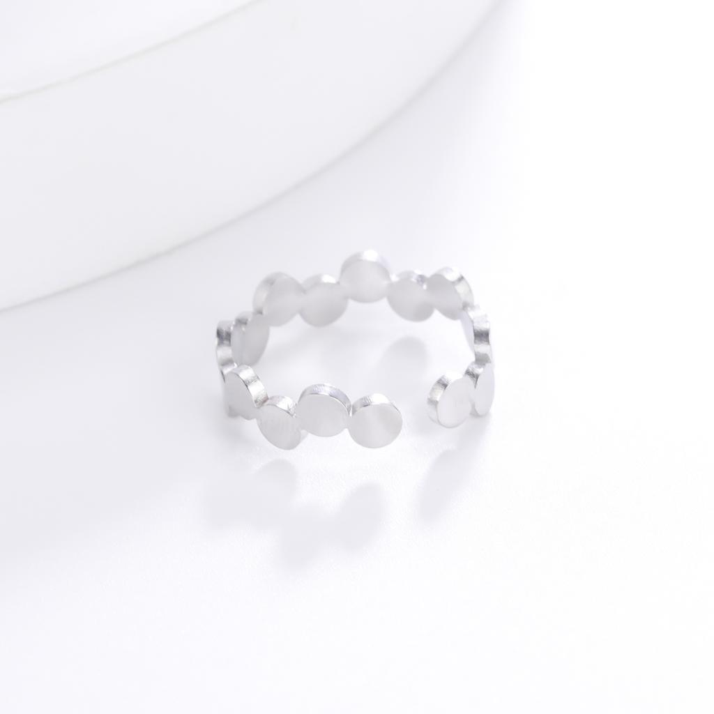 Geometryczny Okrągły Otwarty Pierścionek Stal Nierdzewna Regulowany Pierścionek na Palec Minimalistyczna Biżuteria Prezent Noworoczny Walentynkowy dla Kobiet