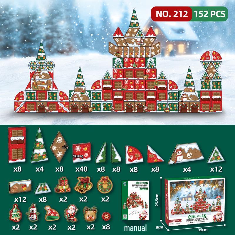 Magnetic Tiles Building Blocks - DIY Christmas Tree Ornament Toys & Magnet Puzzles for Kids