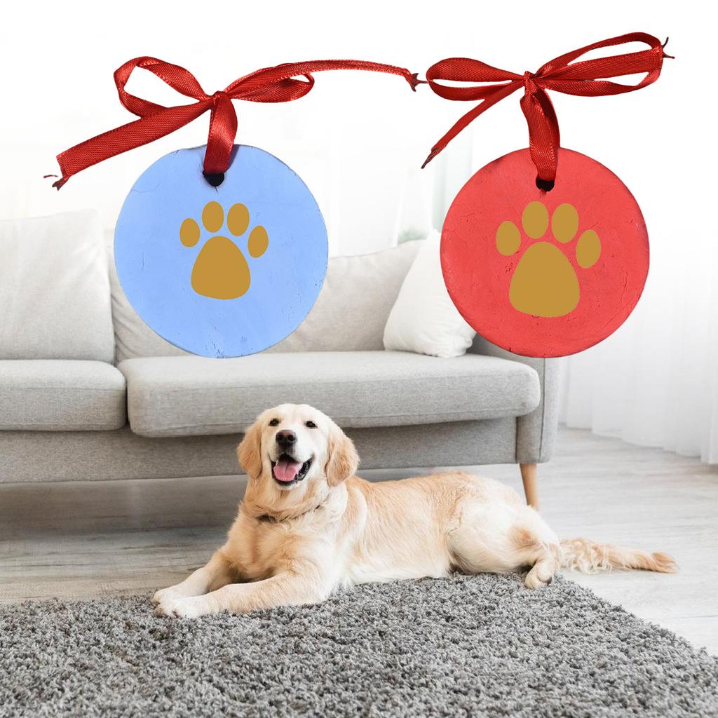 Köpek Pati İzi Hatıra Kiti 2'li Paket Kil Süs Evcil Hayvanlar İçin Vitrinler ve Kişiselleştirme Aletleri İçerir