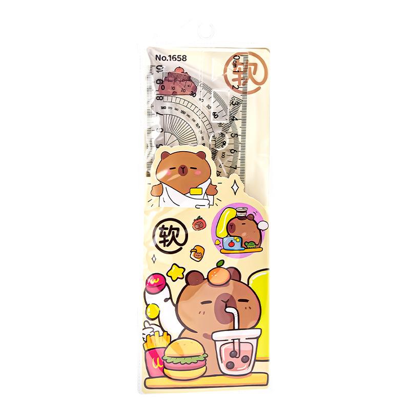 Four-Piece Student Geometry Set: Includes Transparent Set Square, Triangle Ruler (15cm, 20cm), Straight Ruler - Ideal for Exams.