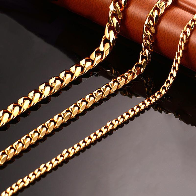 2025 Men's Gold Cuban Chain Necklace & Bracelet - Stainless Steel, 3/5/7/9mm