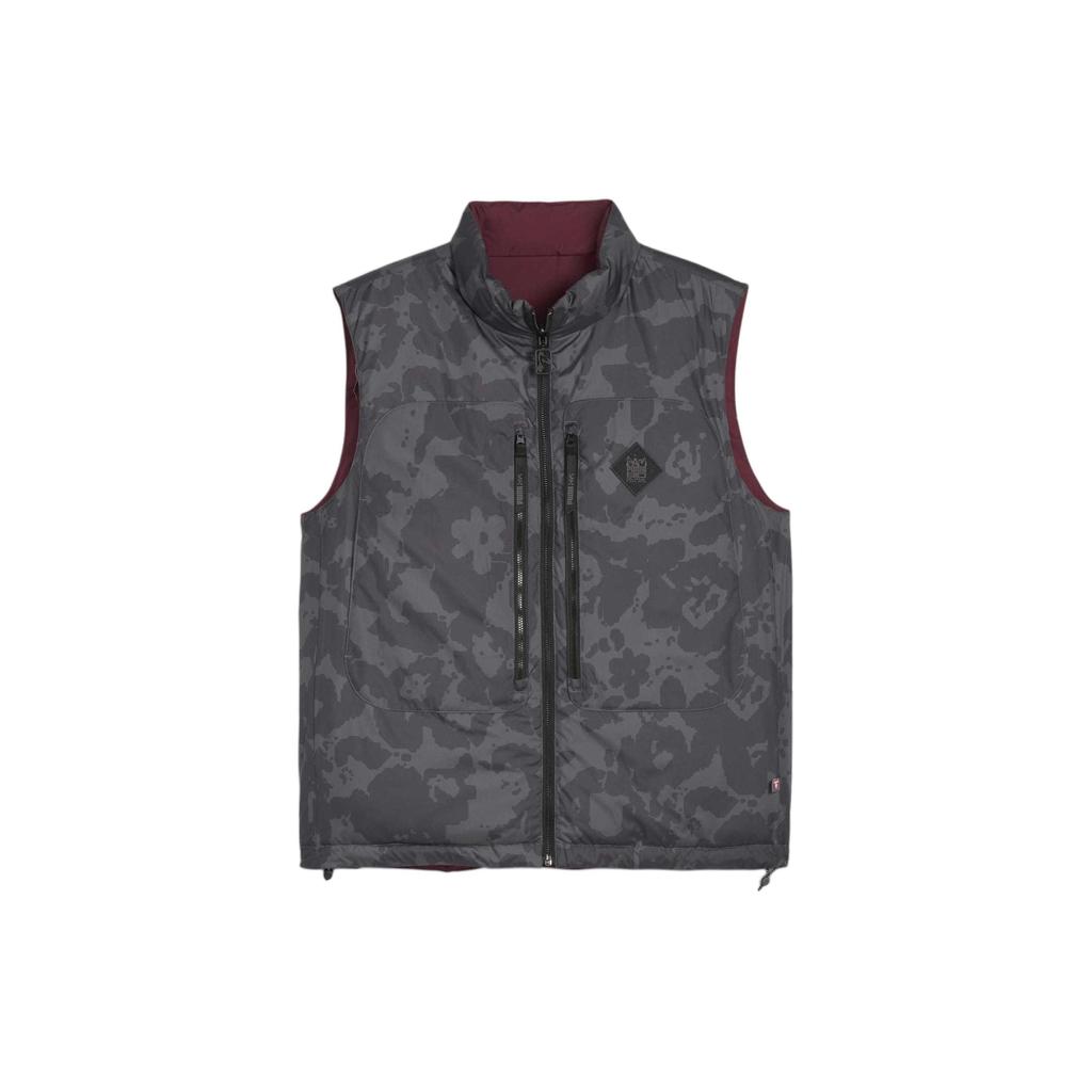 Puma X Perks And Mini Collaboration Stand Collar Loose Fit Zipper Design Sleeveless Vest Unisex Vests Gray 624068-01