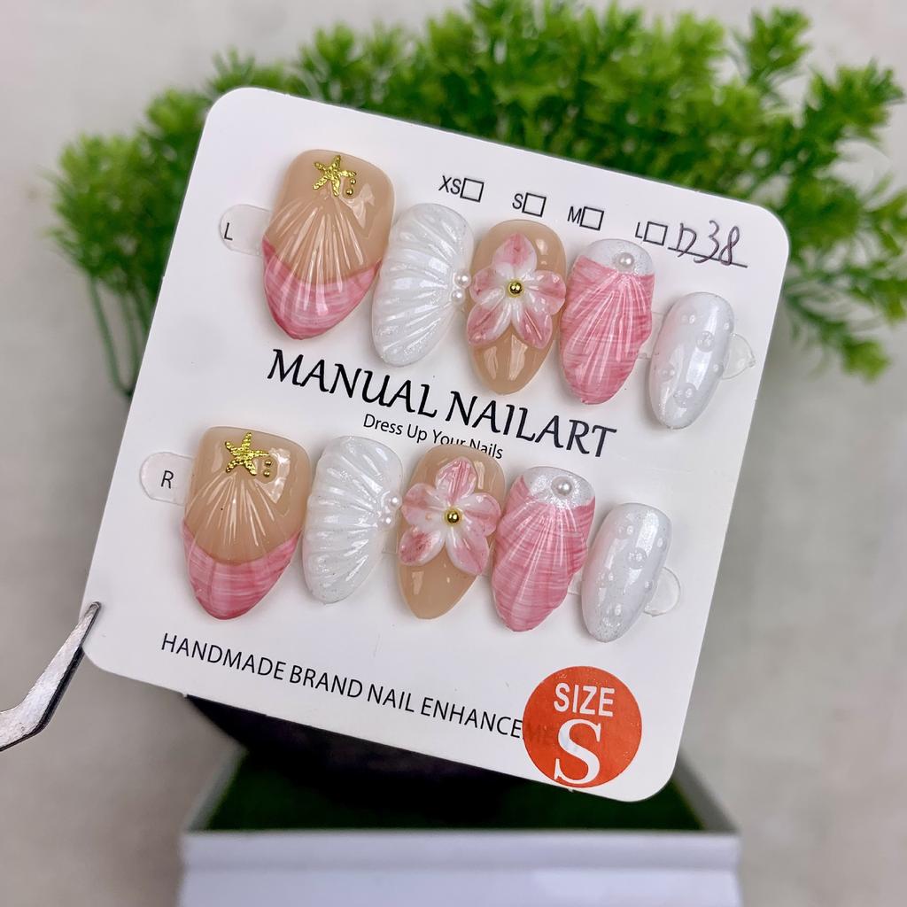 Handmade Armor European and American Wind Ice Through Shell Three-dimensional Carved Cat's Eye Almond Nail Removable Manicure