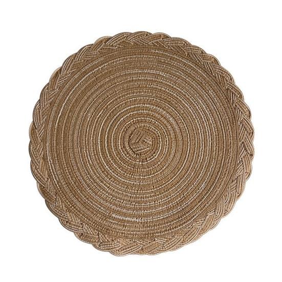 12 Inch Round Placemats, Polyester Woven Braided Place Mats, Washable Heat Resistant Circle Dining Table Mats for Kitchen 30cm