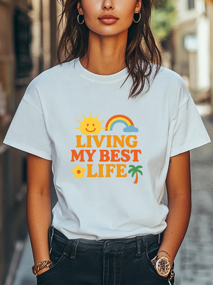 Living My Best Life T-Shirt Retro Summer Vibes Graphic Tee Unisex Women Men Tee Unisex T-Shirt XL