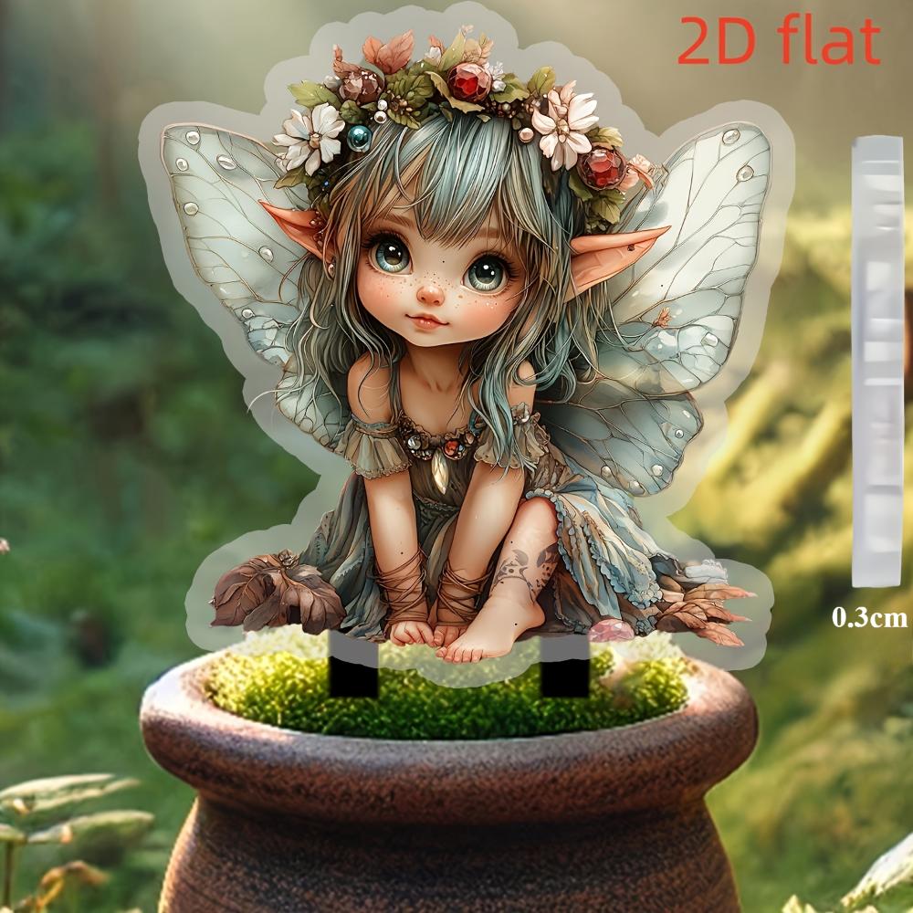 Cute Little Fairy, 2D Flat Acrylic, Decoration, Suitable for Garden, Lawn, Potted Plants, Outdoor, Christmas, Halloween