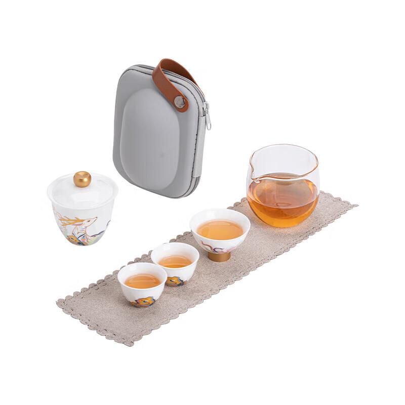 SUSHI CERAMICS Auspicious Deer Ceramic Travel Tea Set