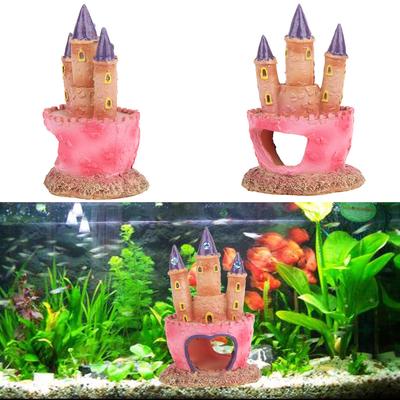 Castle Tower Mould Small Aquarium Cartoon Castle Vivid Scenery Fish Tank Decorations No Sharp Edges for Fish Tank Aquarium Decor