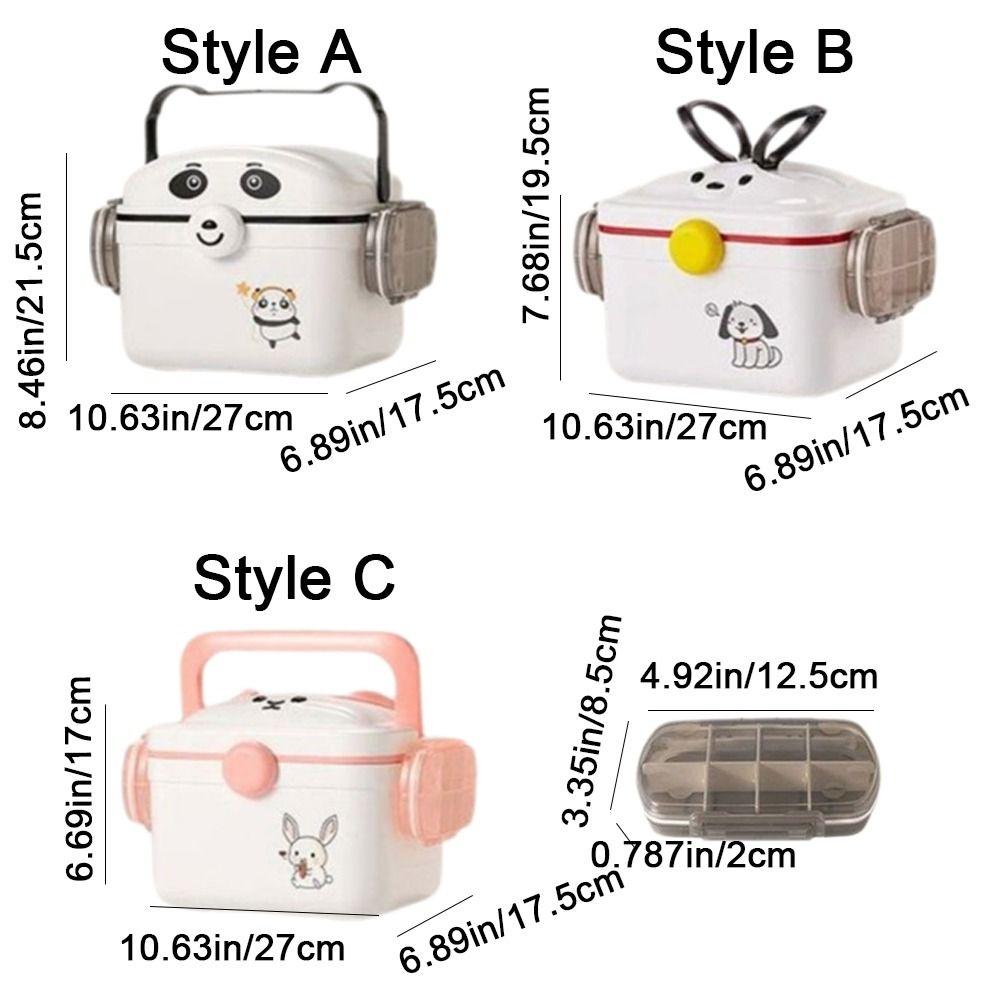 Dust-proof Cartoon Medicine Box Large Capacity Pill Container Double-layer Medicine Box  Office