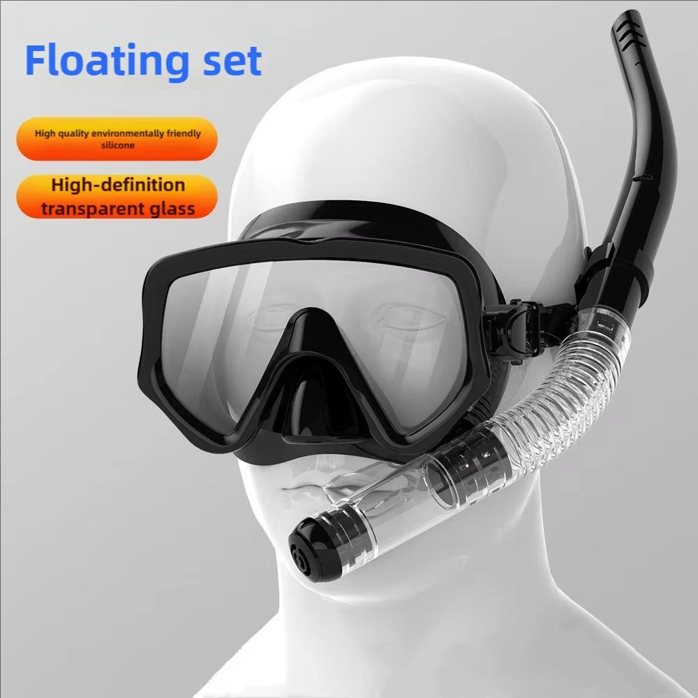 Dry Snorkel Set Diving Mask For Adults Tempered Glass Professional Panoramic Snorkeling Gear Swimming Training Snorkel Kit