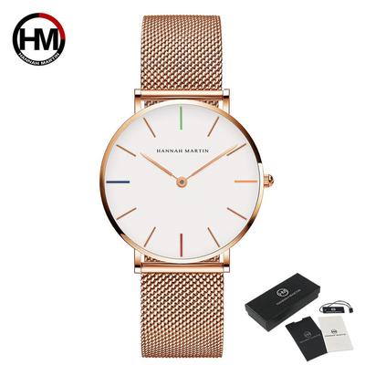 Movimento al quarzo giapponese Orologio da donna impermeabile di alta qualità da 36 mm impermeabile delle migliori marche Orologio da donna impermeabile in maglia di acciaio in oro rosa