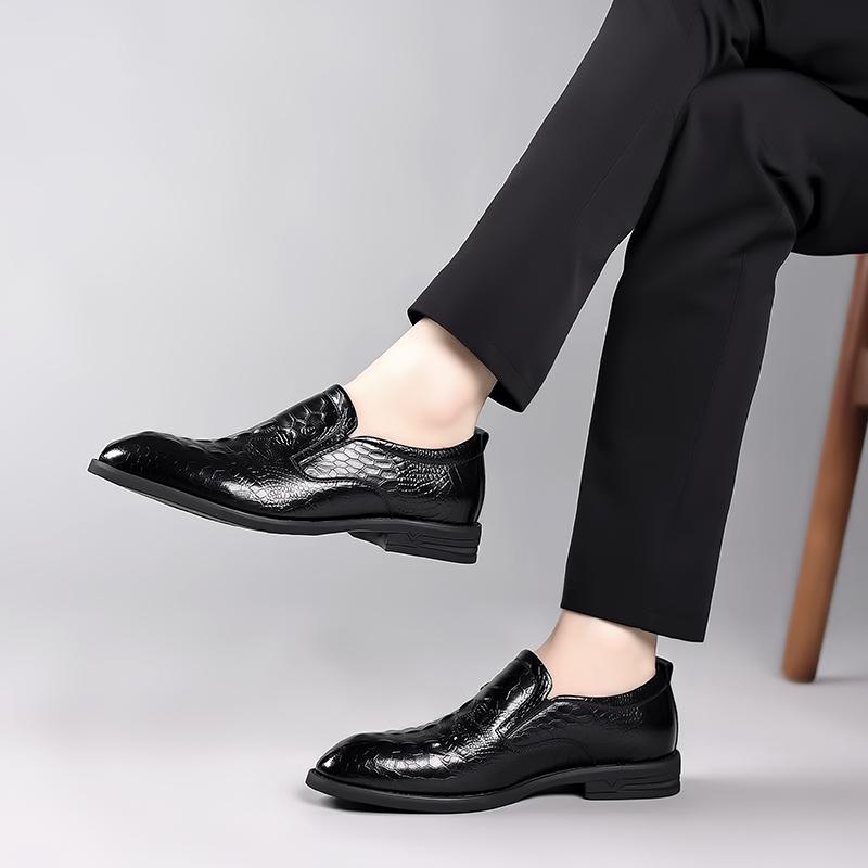 Fashion Comfort Mens Leather Shoes Trends Alligator Pattern Slip On Loafers Shoes Non Slip Driving Spring Commute Business Office Shoes