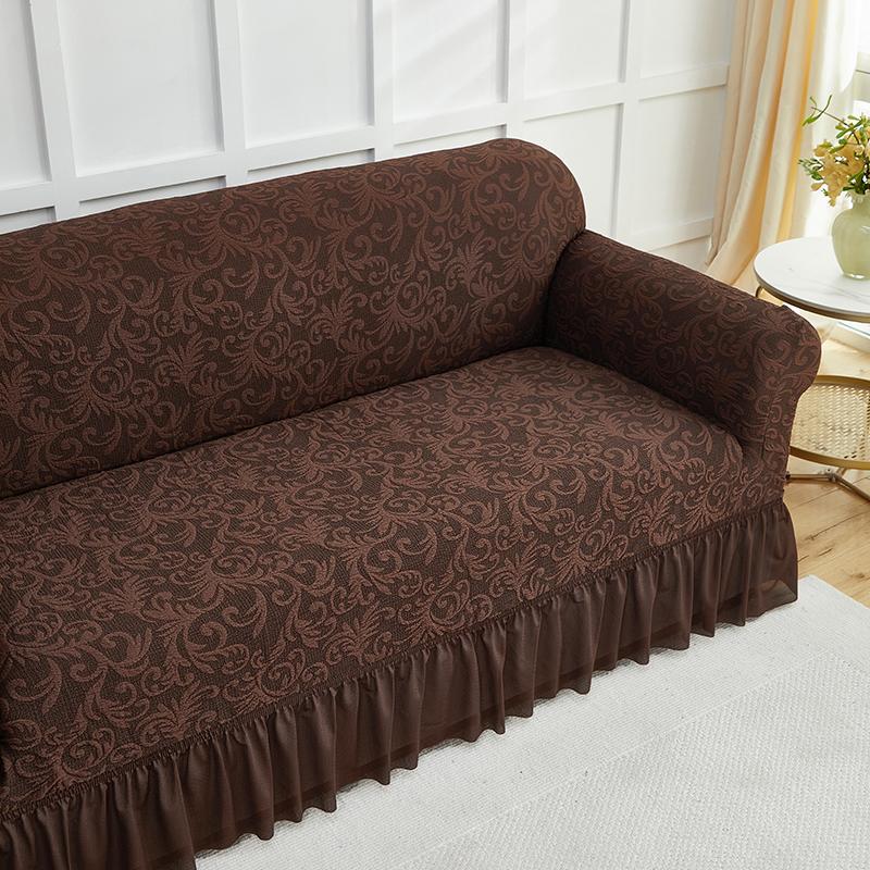 1pc European Style Flower Sofa Slipcover with Skirt Jacquard Non-slip Sofa Covers Furniture Protector for Living Room Home Decor