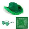 Feather Edge Letter Cowboy Hat Sequins Pink Western Rough Edge Cowboy Hat Glasses Square Towel Three-piece Set