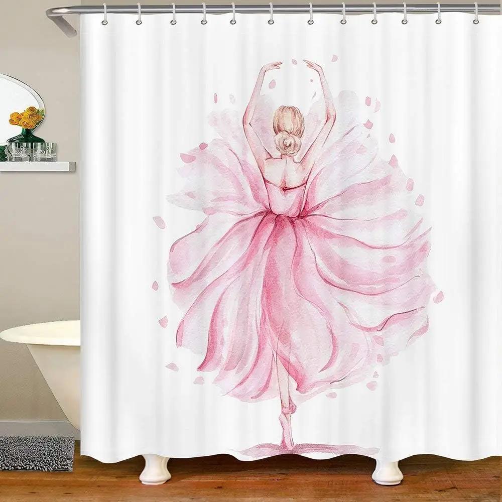 Blu-ray Drum Kit Decorative Home Bathroom Shower Curtain Black Bathroom Decoration Hook Waterproof, 180x180cm