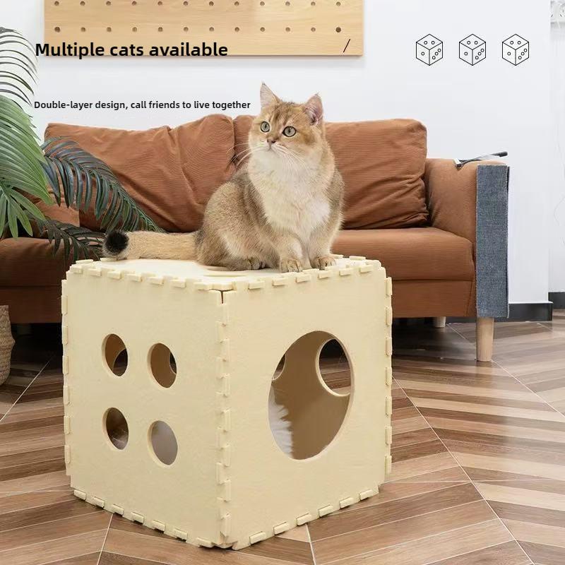 Creative Dice Cat Nest, Four Seasons Universal Cat Villa, Cat Avoid Toys, Catch and Wear-resistant Amusement Park for Pet