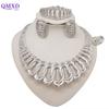 Fashion Indian Dubai Gold Color Jewelry Sets Big Necklace Earring Ring Bracelet Sets For Women African Bridal Wedding Gifts