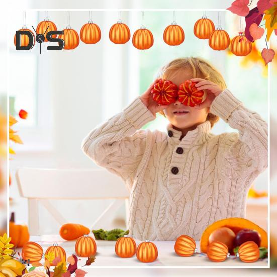 12 ks Podzimní Mini Dýňové Koule Závěsná Dýňová Ozdoba na Den Díkůvzdání Halloweenská Dekorace Vánočního Stromku Farmářský Dům Domácí Párty Dekor