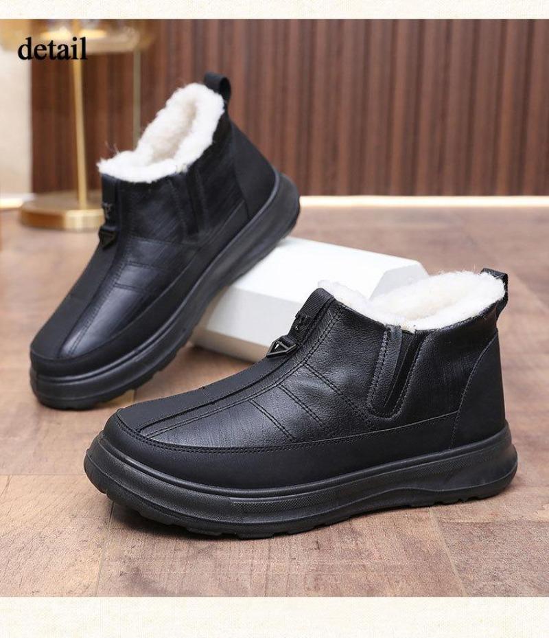Men Winter Warm Snow Boots Casual Lightweight Anti Slip Faux Fur Lined Ankle Booties Waterproof Comfortable Plush Lined Short Boots