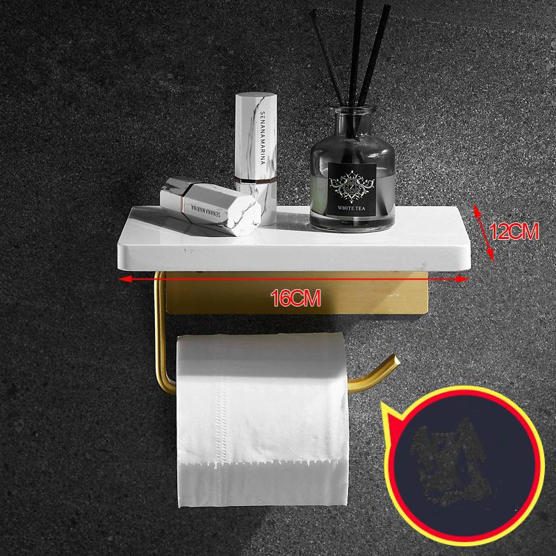 White Marble Bathroom Paper Holder with Phone Holder Brushed Gold Paper Roll Holder Tissue Holder Rack Toilet Paper Holder
