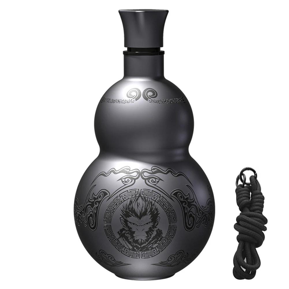

500ml Gourd Water Bottle Stainless Steel Retro Style Water Bottle Men s and Women s Double-layer Insulated Cup Leak Proof светло-серый