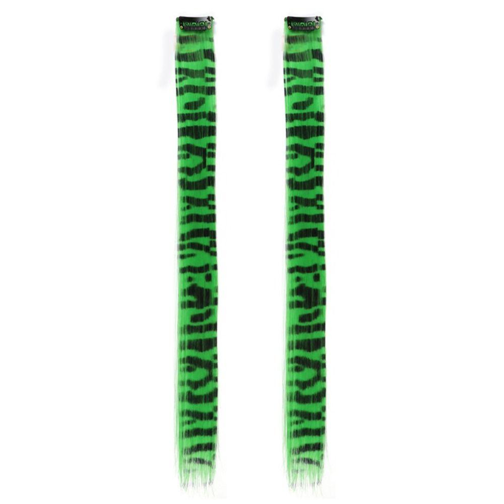 2Pcs Rainbow Long Straight Hairpiece Seamless Hanging Ear-dye Wig Feather Hair Extensions  Women