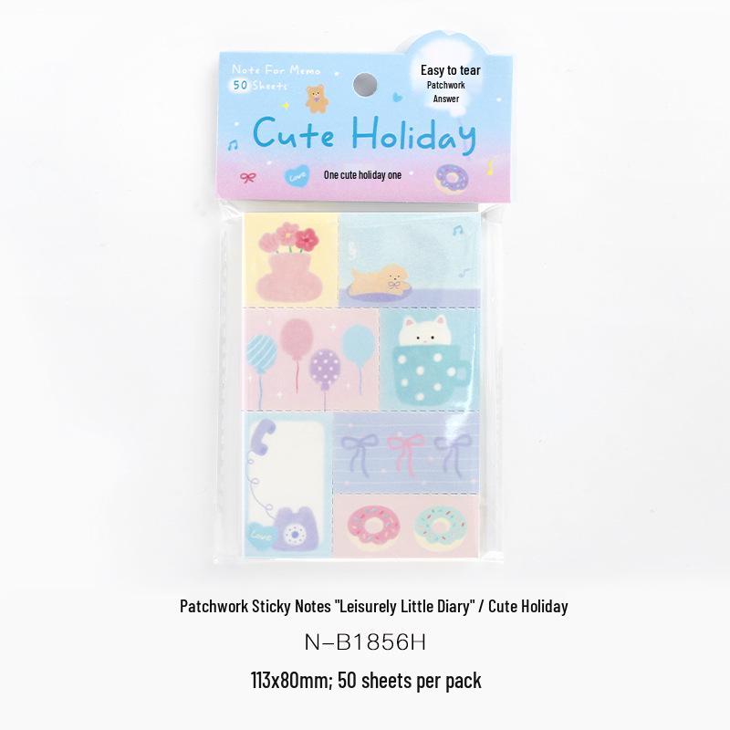 Patchwork Sticky Notes: Fresh Pattern Diary Series - Student Memo