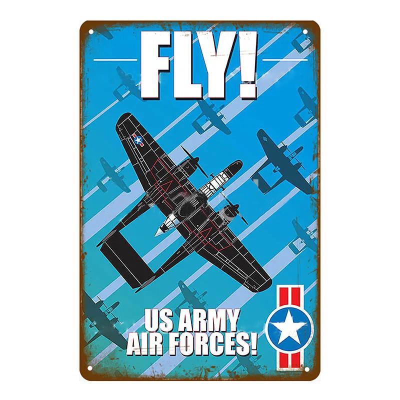 Vintage Airplane Metal Signs Fighter Jet Plane Posters Retro Aircraft Plate Metal Plaque Painting Living Room Home Wall Decor