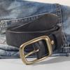 100% cowhide New Fashion Leather Retro Handmade Copper buckle men's belt Luxury Belt Genuine Leather Belt Jeans Wide  Men's Belt