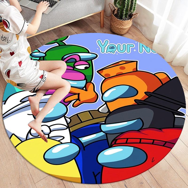 Among Us Custom Name Round Area Rug,Carpet Rug for Living Room Bedroom Sofa Playroom Decor,Non-slip Floor Mat