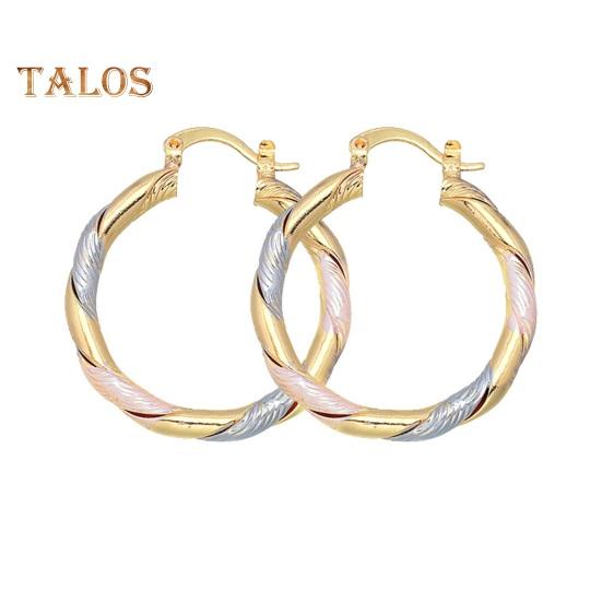 

1 пара женских сережек-колец, медные, контрастного цвета, с витой текстурой, полированные, легкие, висячие серьги, клубные, вечерние, повседневные, украшения для ушей золотистый
