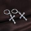 925 Sterling Silver Cross Stud Earrings with Zirconia for Women – No Piercing Needed