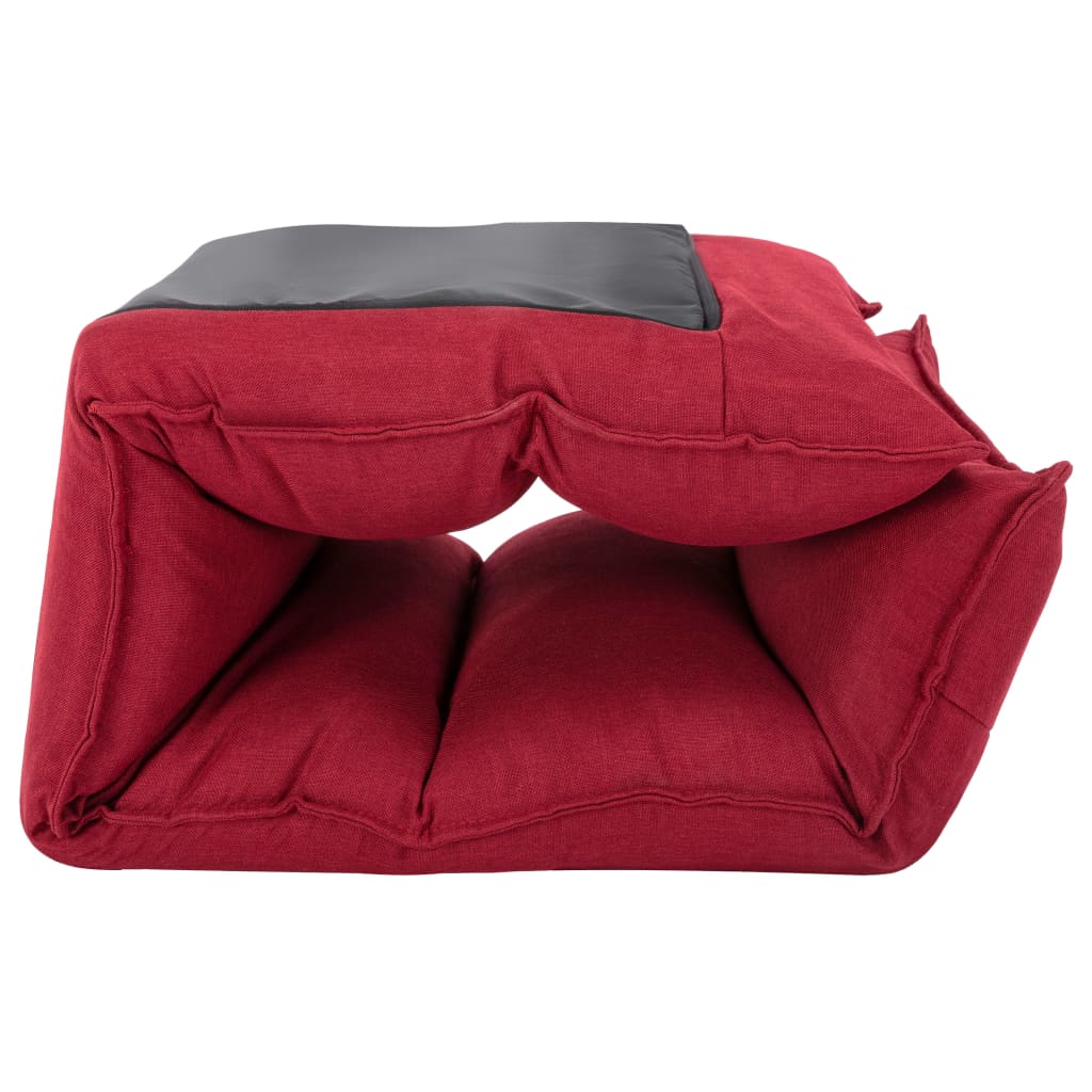 Foldable Floor Chair Wine Red Fabric
