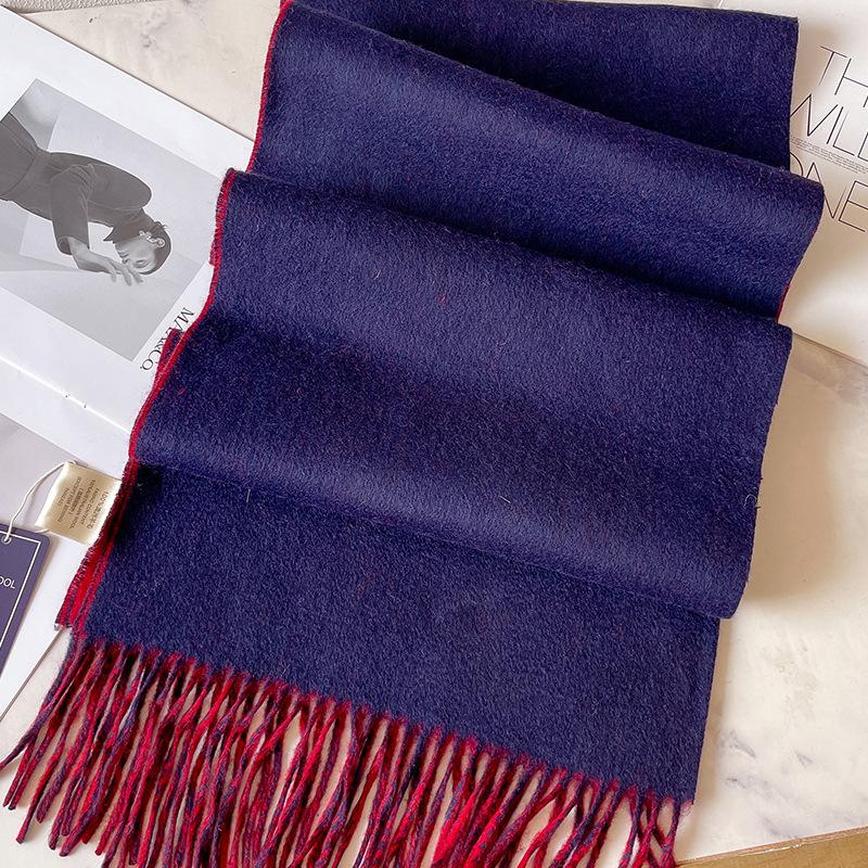 100 pure wool scarves for men's autumn and winter gray double-sided high-end gift boyfriend men's cashmere shawl