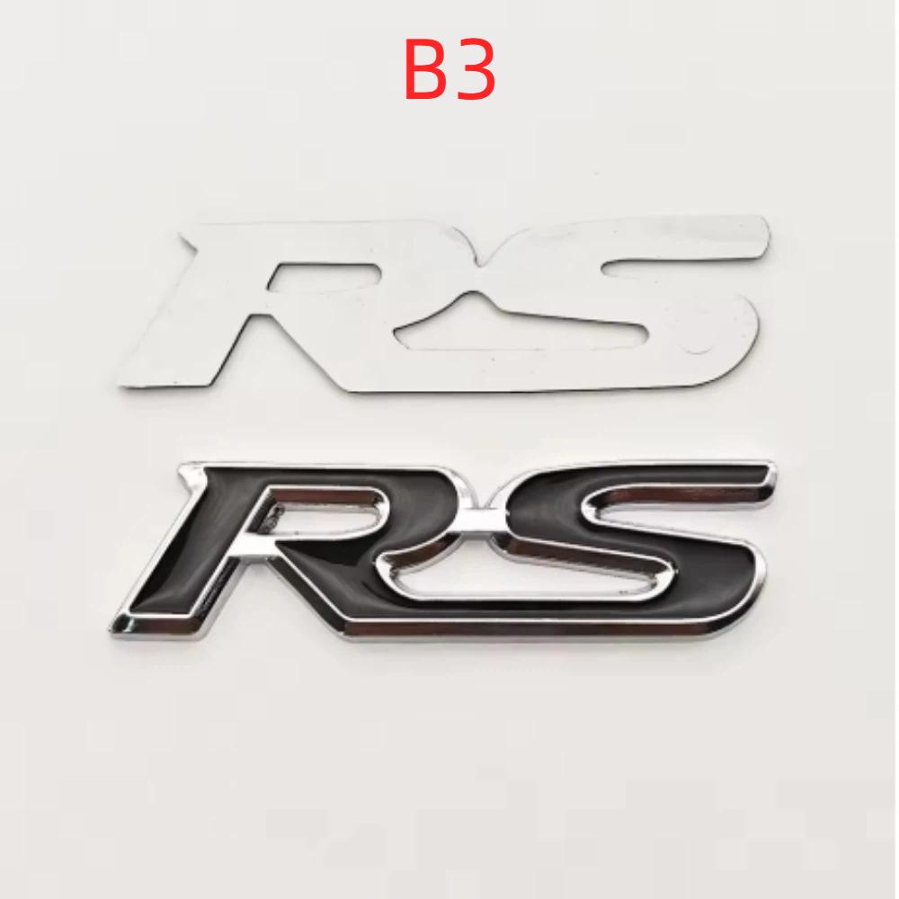 3D Metal Car Front Grille Emblem RS Logo Badge Rear Trunk Fender Sticker