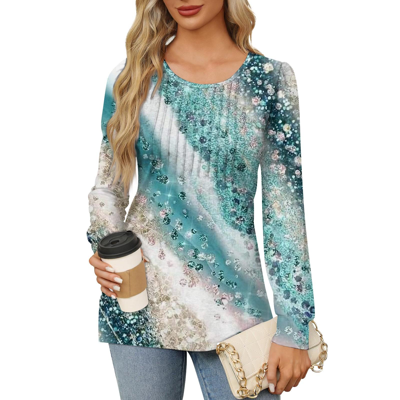 

Жіноча повсякденна плісирована футболка з круглим вирізом і довгими рукавами XXXL