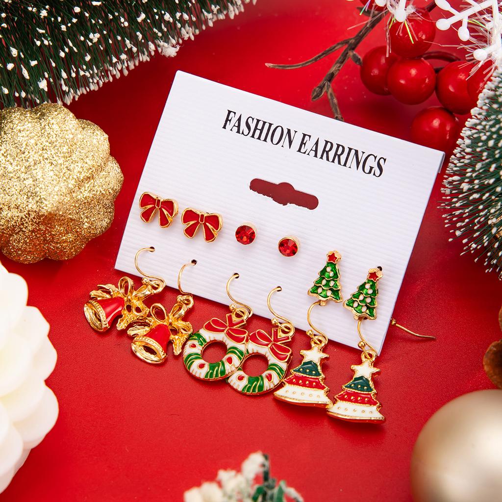 Applicable Christmas Versatile Oil Drop Snowflake Elk Drop Stud Earrings Sweet Bow Christmas Hat Earrings Women