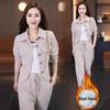 Trendy Fleece-Lined Slim Fit Women's Two-Piece Set: Autumn/Winter 2025 Jacket & Pants