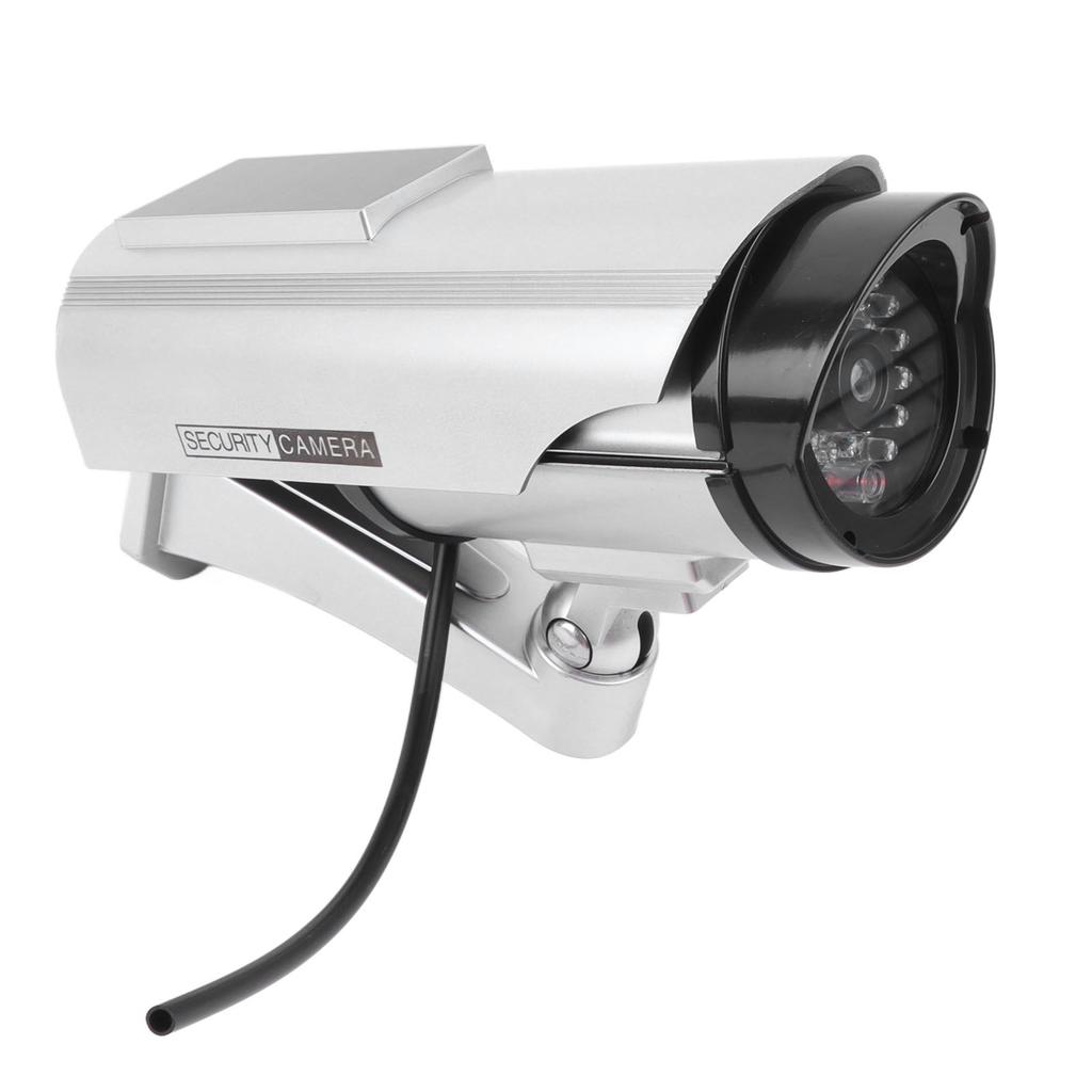 Fake Surveillance Camera Solar Powered Simulation Monitor with LED Flashing Light for Home Business Office