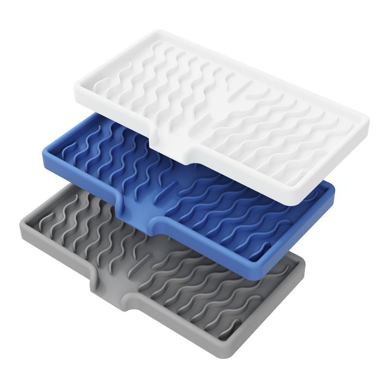 Silicone Soap Holder Self Draining Soap Bar Holder Kitchen Soap Dish Sponge Tray Counter Caddy Organizer For Dish Soap Dispenser