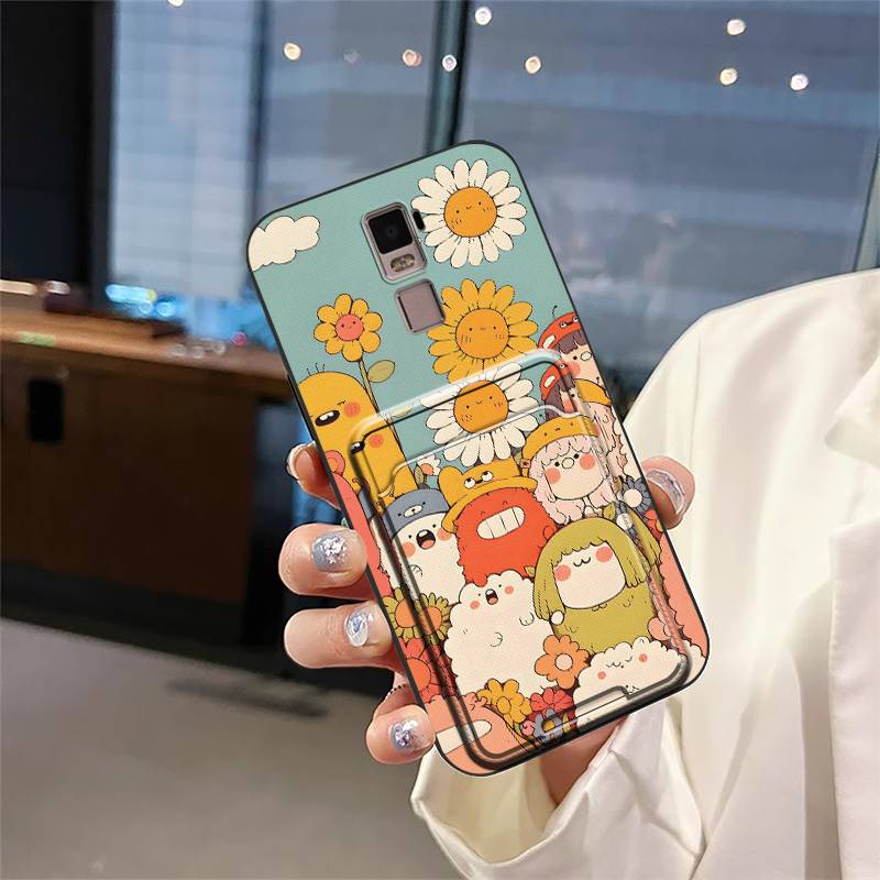 Cute Silicone Phone Case For OPPO R7 Plus Graffiti Cartoon TPU Durable Card bag Card slot Back Cover Fashion Design