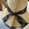 New Lace Edge Elegant Straw Hat Children's Summer Big Brim Sun Protection and UV Protection Sun Hat